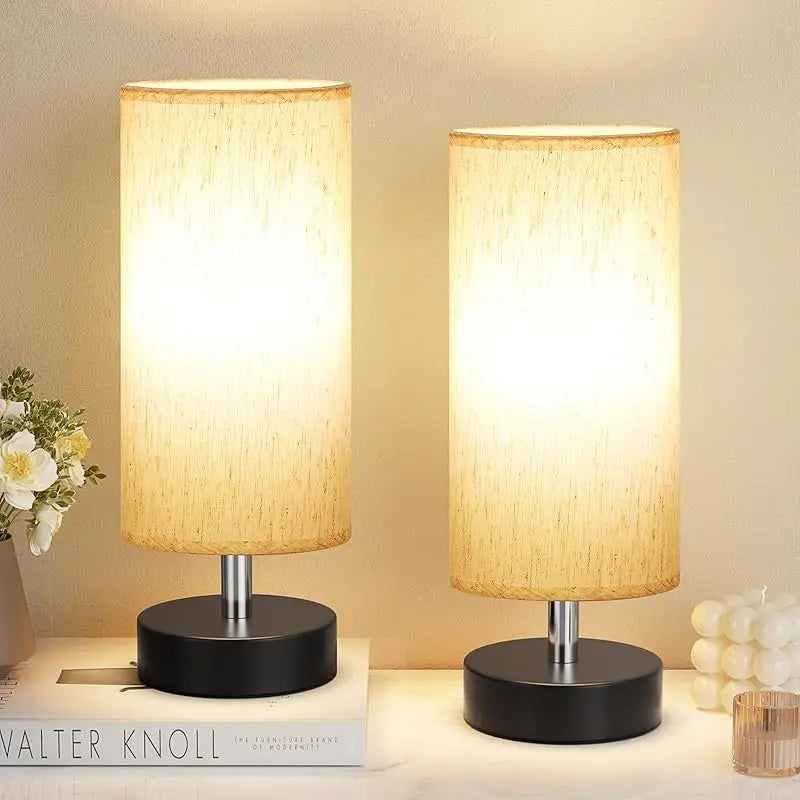 Set of 2 Minimalist Small Table Lamps for Bedroom and Office Use - Ideal for Nightstands, Reading Rooms, Kids' Rooms, Living Rooms, and Dorms