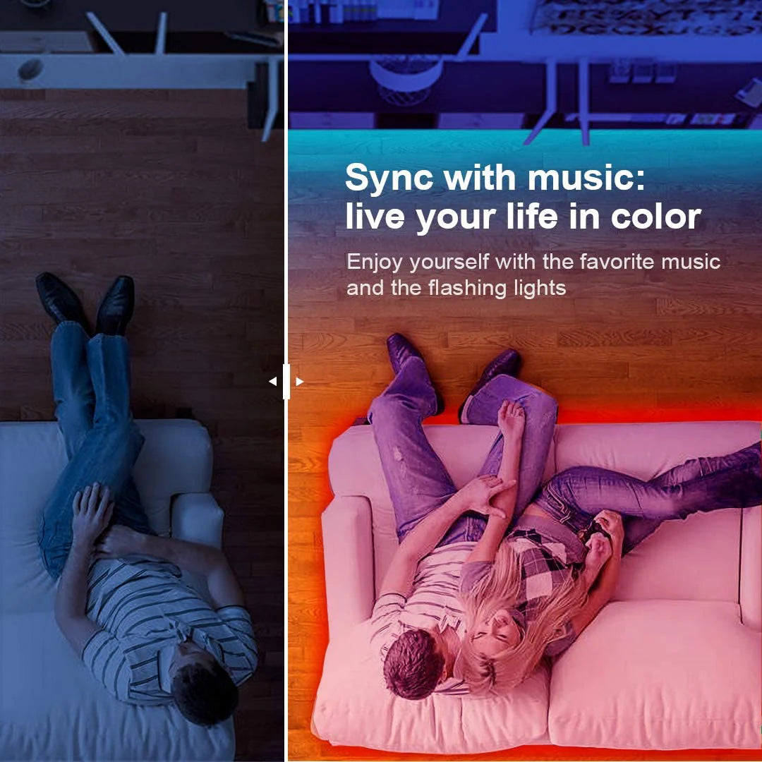 50 FT Bluetooth LED Strip Lights for Bedroom - Color Changing Light Strip with Music Synchronization, Mobile App Control, and IR Remote (App + Remote + Microphone)