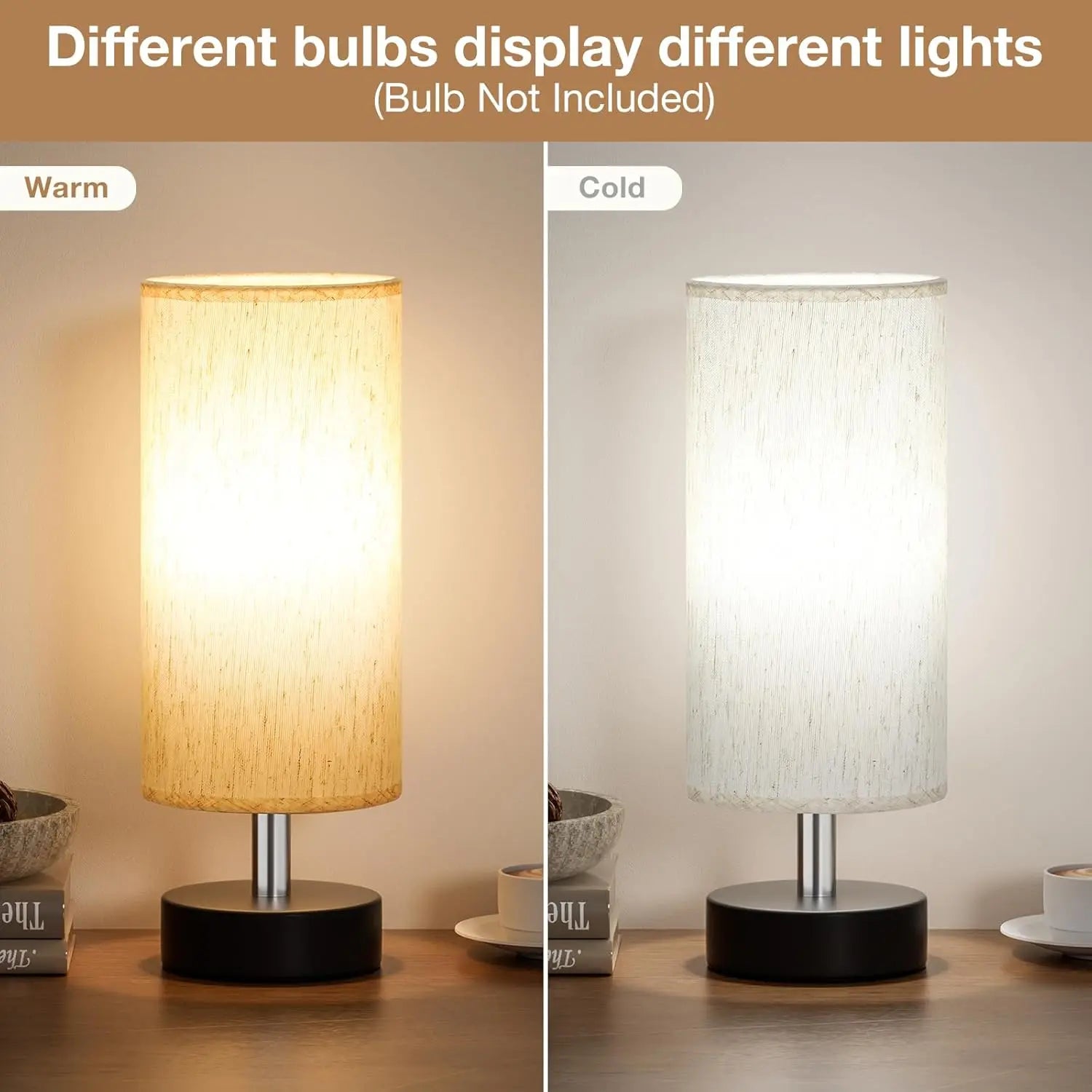 Set of 2 Minimalist Small Table Lamps for Bedroom and Office Use - Ideal for Nightstands, Reading Rooms, Kids' Rooms, Living Rooms, and Dorms
