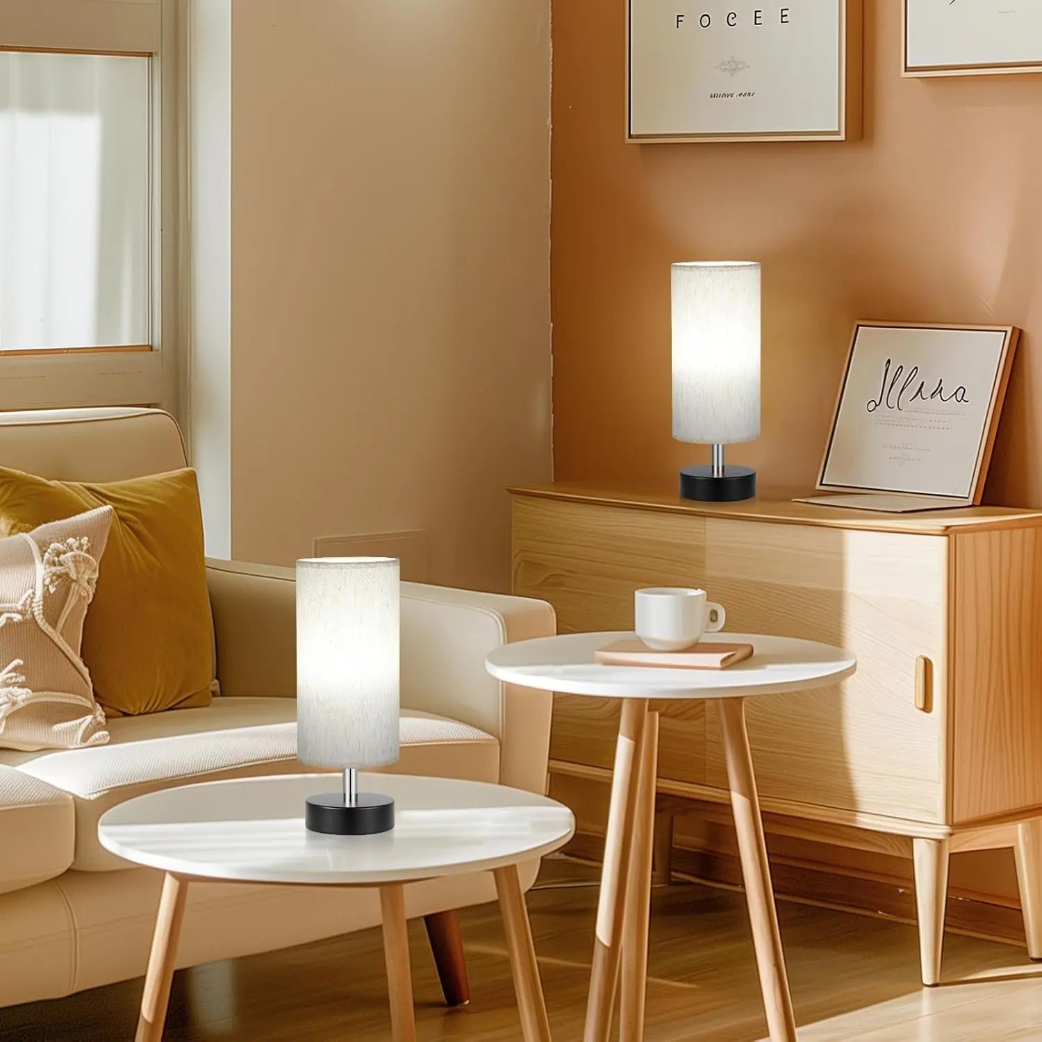 Set of 2 Minimalist Small Table Lamps for Bedroom and Office Use - Ideal for Nightstands, Reading Rooms, Kids' Rooms, Living Rooms, and Dorms
