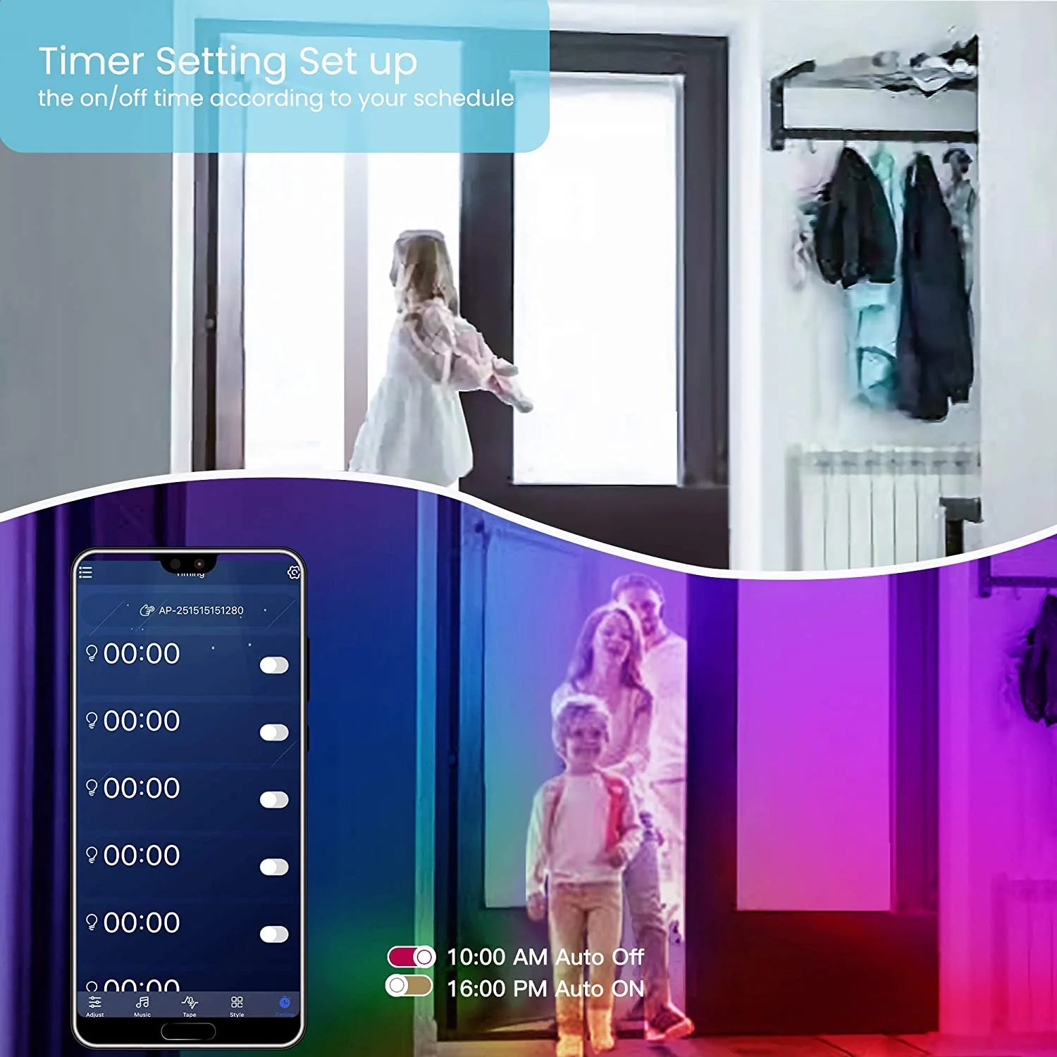 50 FT Bluetooth LED Strip Lights for Bedroom - Color Changing Light Strip with Music Synchronization, Mobile App Control, and IR Remote (App + Remote + Microphone)