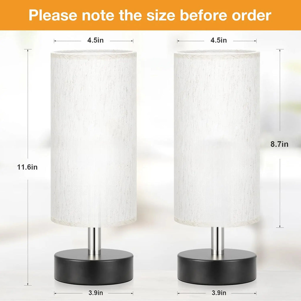 Set of 2 Minimalist Small Table Lamps for Bedroom and Office Use - Ideal for Nightstands, Reading Rooms, Kids' Rooms, Living Rooms, and Dorms